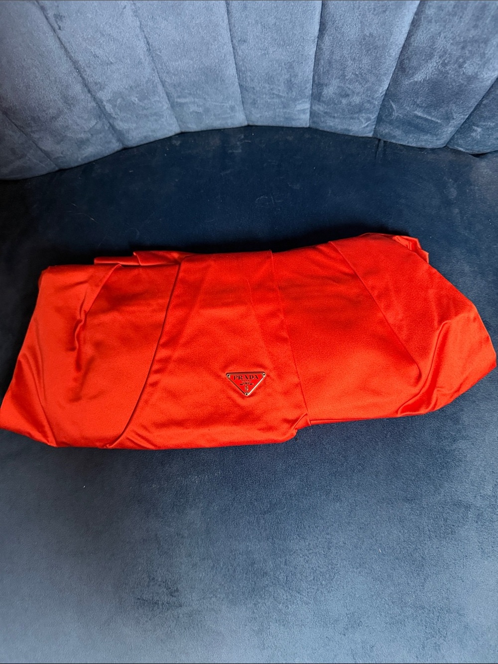 Prada Bright Red Nylon Foldover Clutch with Triangle Emblem